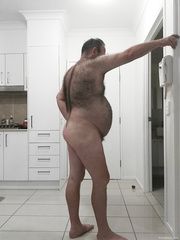 Hairy old bear love showing his body to whoever like to see
