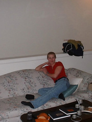 Good blonde girl gives husband great blowjob