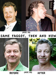 Age Progression photos of a faggot Cocksucker, before and after
