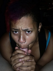 24 year-old Amateur Black BBW Cocksucker