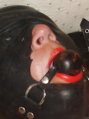A bbw lady in bondage with ball gag