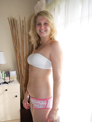 Close friend wearing underwear and pregnant