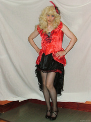 Red Satin Dress & Corset