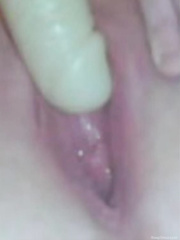 my wifes pussy being rammed by vibrator & strap on