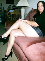 Showing off my legs and a little bit of breast