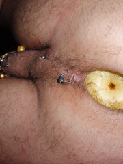 Gaping pierced male asshole likes to be stuffed