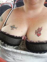 Flashing my big tits on the local bus today had to be very careful