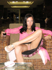 Naughty hot brunette exhibitionist with the look of lust in her eyes