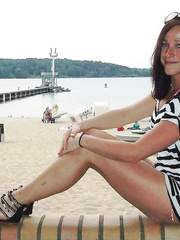 Homemade amateur photos outdoors in swimsuit at the beach