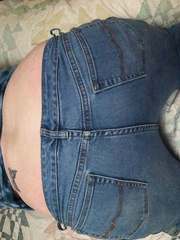 Sexy wife teasing me in jeans for some anal play, and showing off that tight little ass