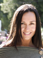 Stylish brunette spreads her stunning body in different way