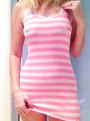 Stripping having enjoyment showing off her slit