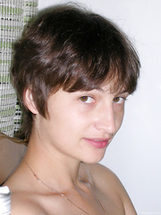 Cute and skinny dark brown widens her priceless body part two