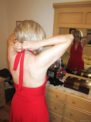 Theresa Red Suit Tease Theresa Red Suit Tease