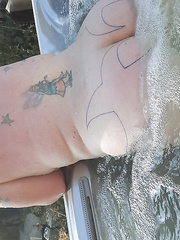 Tattooed wife posing and various pictures in our yard