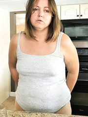 Soft overweight wife shows off her chunky body curly slit and arsehole