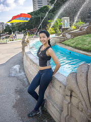 Lalin Girl legal age teenager Carol Lopez peels off spandex panties on way to shower masturbation