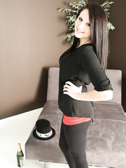 Non-Professional model Freckles eighteen stripping down to underware at Recent Year's party