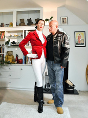 Lara Latex is willing to be screwed in her crotchless riding panties and boots