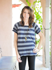 Barefaced brunette hair with a great body Allie stripping in public