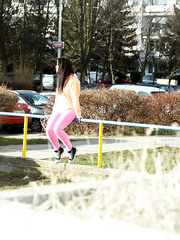 Juvenile dark brown masturbates after undressing in front of a mirror