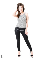 Solo beauty Tania R wears merely a smile on her face after stripping exposed