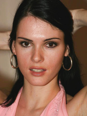 Brunette Hair non-professional Ember doffs lace underclothing in advance of widening her cunt