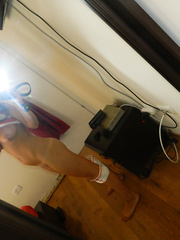 Cute legal age teenager hotty Aubrey Paige takes selfshots of her large natural boobs