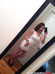 Nasty dilettante takes nude selfies to send to a guy this babe desires to entice