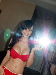 Dilettante model Bryci sucks on a sucker whilst taking exposed selfies