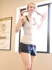 Hawt blond non-professional Taylor True flashes worthy miniature milk cans and cameltoe in shorts
