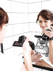 Playful legal age teenager films herself as this babe masturbating her bald cookie in the shower