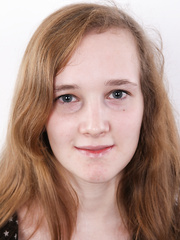 Youthful redhead dilettante with miniature saggy billibongs shows her large nipps close up