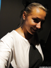 Legal Age Teenager solo gal Krystal taking selfshots of massive natural billibongs