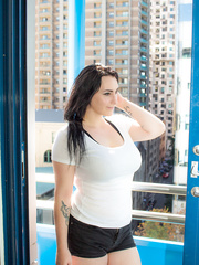 Sexy fat Chloe Jenks does a slow striptease to disclose her large mambos and ass