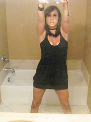 Darksome haired ex-gf Sarah Copafeel does a slow striptease in the bath