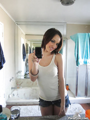 Ex-girlfriend and sometimes pornstar Jada Stevens undressing for in nature's garb selfies