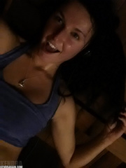 Self discharged of tattooed sexy legal age teenager dark brown Kendra Rain posing in hawt underware