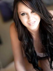 Smiley face dilettante Bryci releases her priceless titties from sheer underware on ottoman