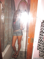 Pretty Latin Chick Ella Milano is doing some self shots in close up