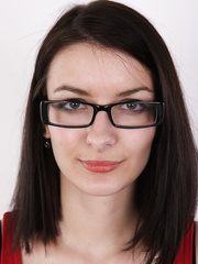 Nice-Looking glasses clad dark brown Veronika receives bare to show her pantoons close up