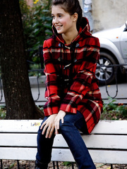 Miniature legal age teenager sticks her tongue out for ball batter after a hard fuck in socks