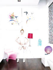 Solo cutie Gal Smalls modeling in white nylons and high heels