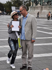 Hawt arse ballerina receives on her knees for oldman penis in white nylons & tutu