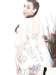 Slender babe with braided hair disrobes stripped and toys own backdoor