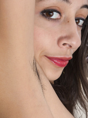 Playful french maid Luna Monroe jams a vibrator up her hirsute beaver at work