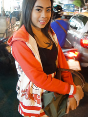 Tourist picks up legal age teenager Thai floozy on the street and creampies her Oriental wet crack