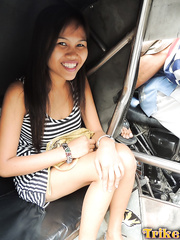 Filipina gal shows off her milk sacks in a motel room for a sex tourist