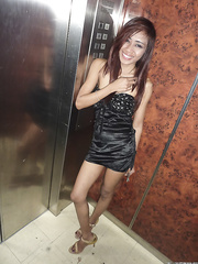 Thin Thai gal with a constricted a-hole and hairless love tunnel acquires group-fucked on couch POV style