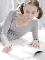 Juvenile looking legal age teenager copulates her boyfriend's large schlong with her hair in pigtails